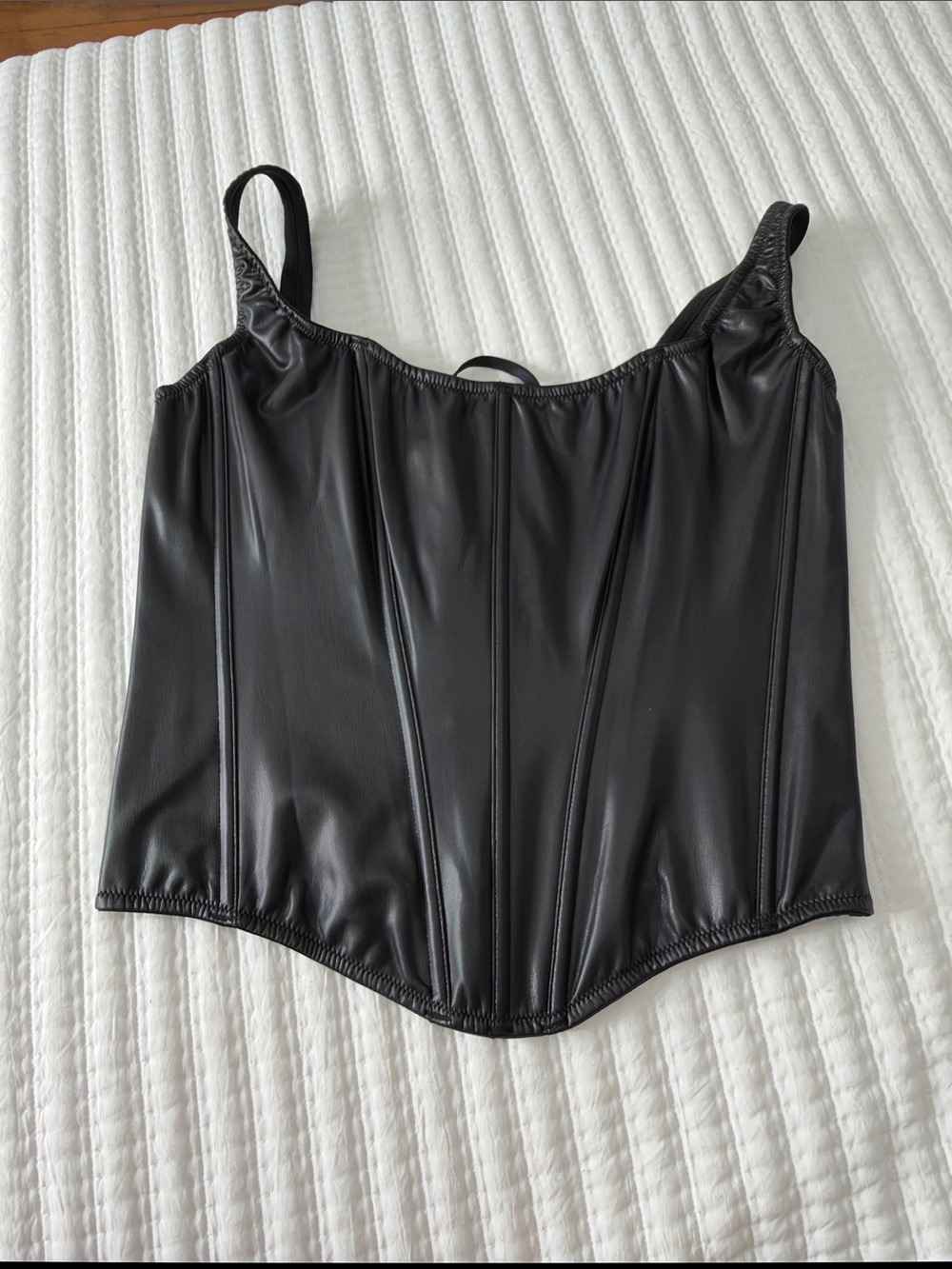 Victoria's Secret Black Faux Leather Corset Camisole